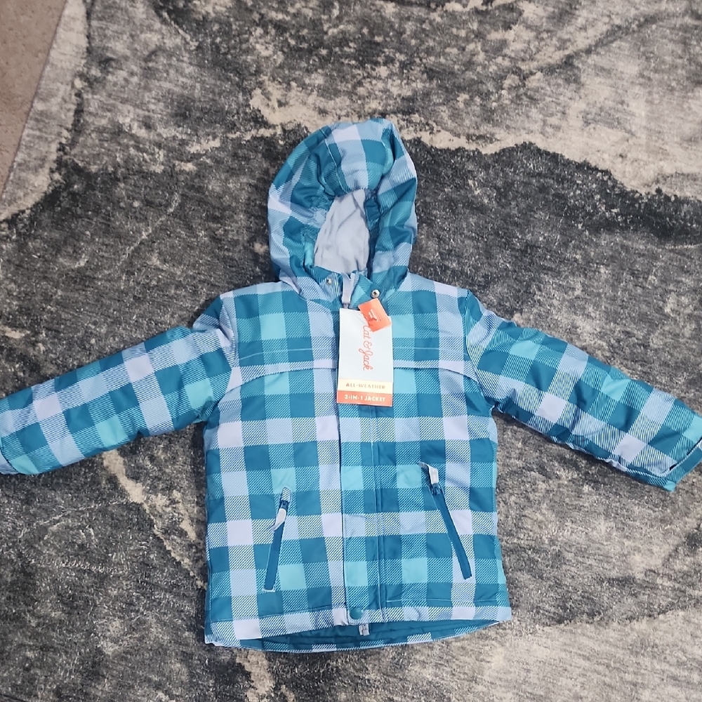 Cat & Jack Blue Checkered Puffer Jacket